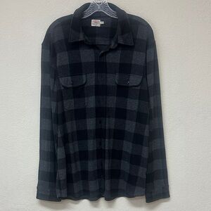 Faherty men’s Black and Gray Plaid Button-Up Jacket shirt size XL